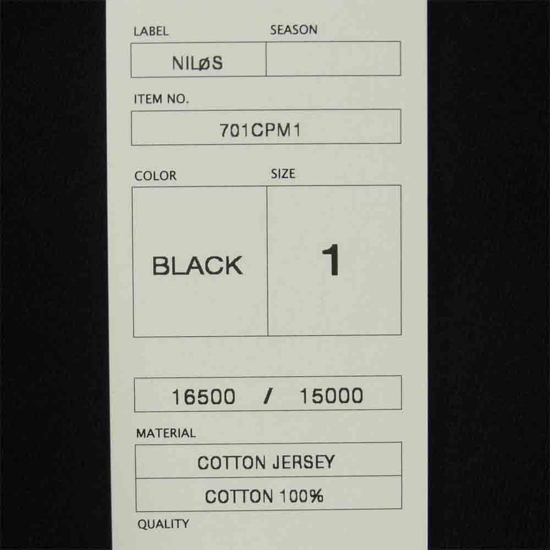 ニルズ 701CPM1 IMPACT 別注 BRAIN SQUAT 半袖 Tシャツ コットン ブラック系 1【新古品】【未使用】【中古】