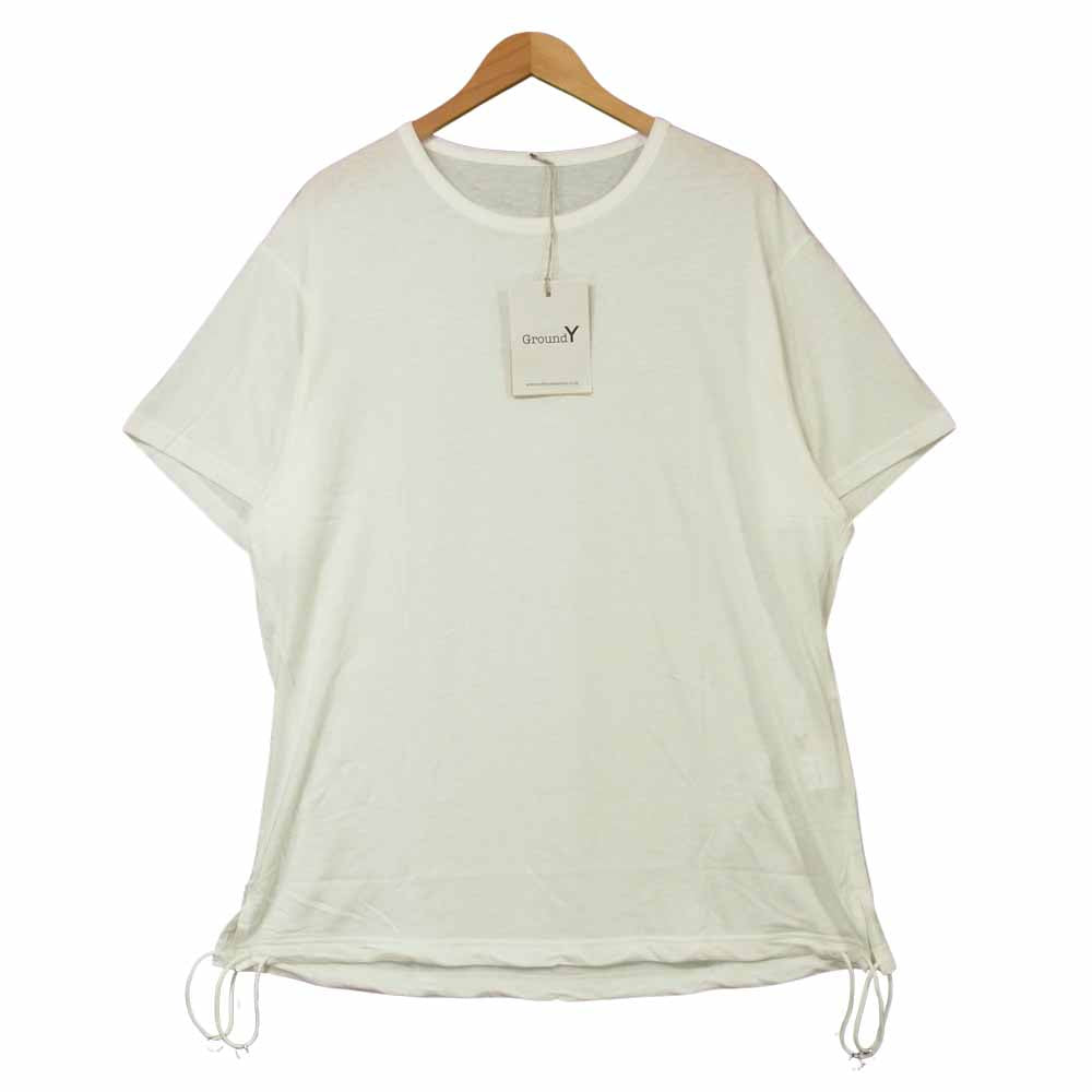 Yohji Yamamoto ヨウジヤマモト GN-T01-046 GroundY 30/ Modal Jersey ドローコード ビッグシルエット 半袖 Tシャツ ホワイト系 3【新古品】【未使用】【中古】