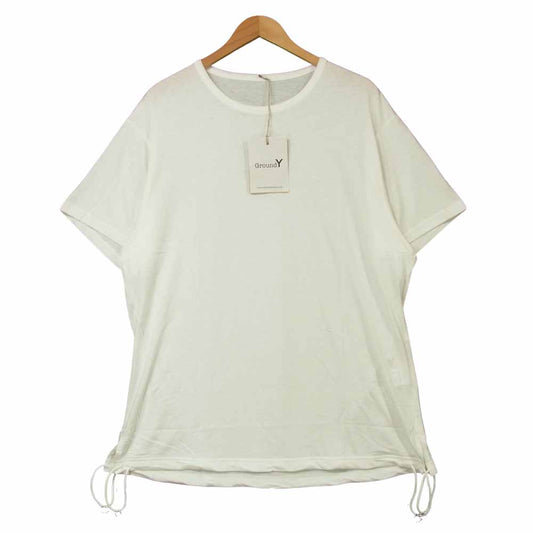 Yohji Yamamoto ヨウジヤマモト GN-T01-046 GroundY 30/ Modal Jersey ドローコード ビッグシルエット 半袖 Tシャツ ホワイト系 3【新古品】【未使用】【中古】