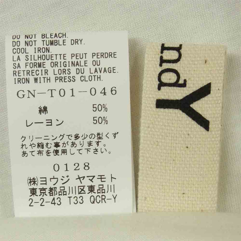 Yohji Yamamoto ヨウジヤマモト GN-T01-046 GroundY 30/ Modal Jersey ドローコード ビッグシルエット 半袖 Tシャツ ホワイト系 3【新古品】【未使用】【中古】