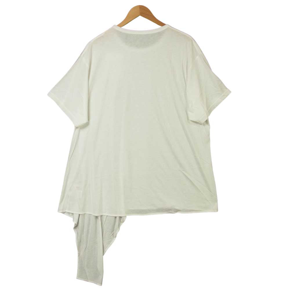 Yohji Yamamoto ヨウジヤマモト GN-T10-046 GroundY Modal Jersey Asymmetric Drape Cut Sew アシンメトリー ドレープ 半袖 Tシャツ ホワイト系 3【新古品】【未使用】【中古】