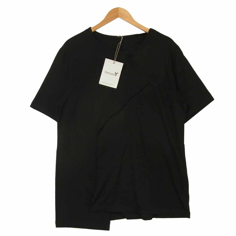 Yohji Yamamoto ヨウジヤマモト GroundY GN-T04-046 Deformed Drape Short Cut Sew 半袖 Tシャツ ブラック系 03【新古品】【未使用】【中古】