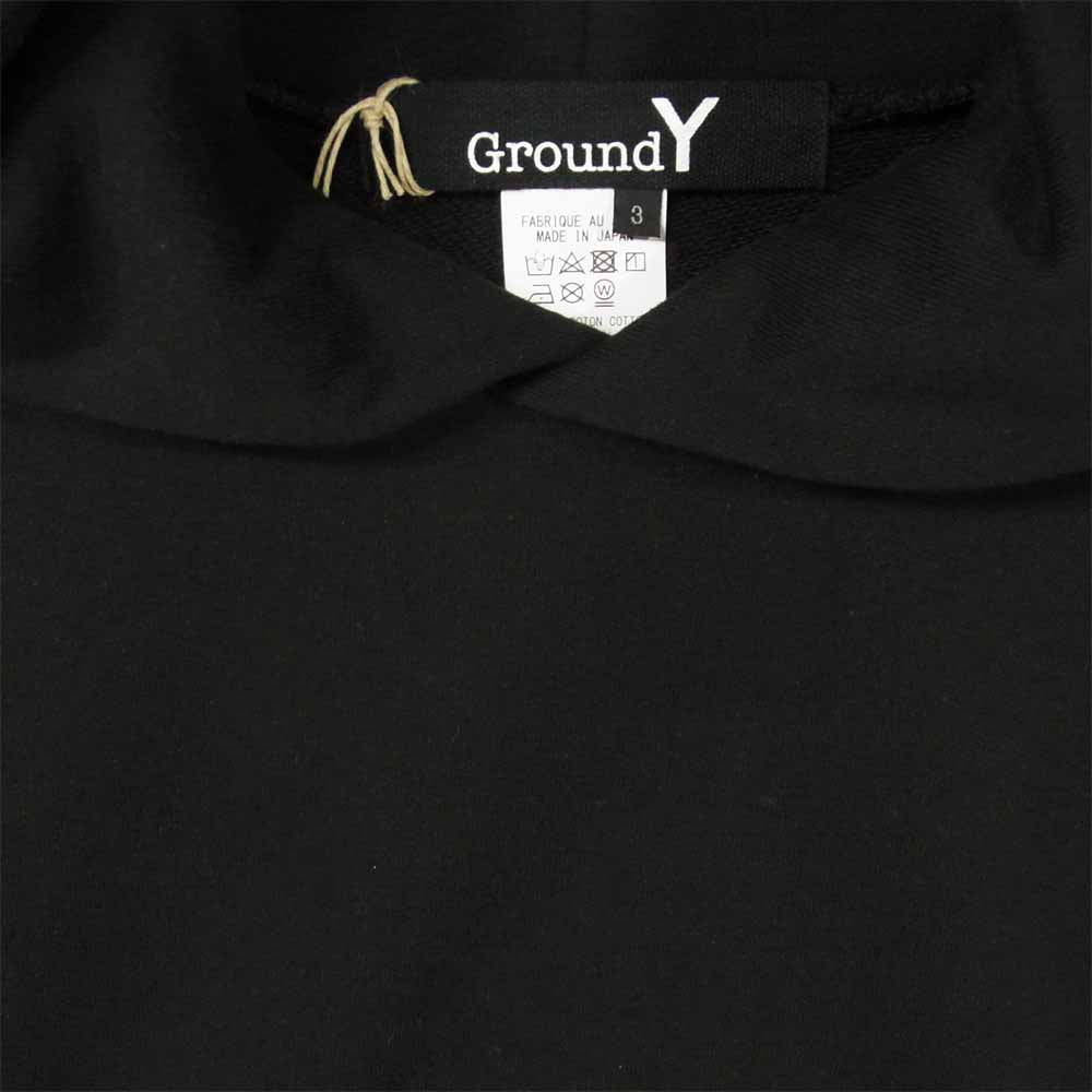 Yohji Yamamoto ヨウジヤマモト GroundY GA-T75-079 Upside Down LOGO Side Zipper Hoodie ジップ パーカー ブラック系 3【新古品】【未使用】【中古】