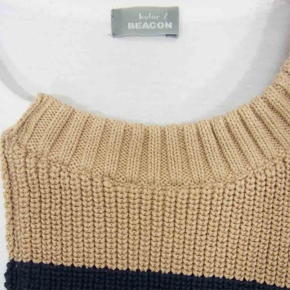 kolor カラー 20SS 20SBM-T08231 BEACON 度詰め天竺 スプライスド ニット 切替 Ｔシャツ ホワイト系 2【中古】