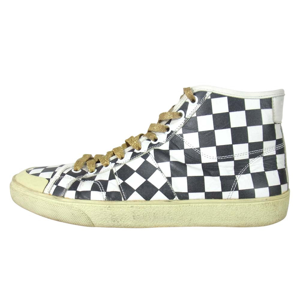 SAINT LAURENT サンローラン 16SS VU 418815 Court Classic Surf & Sound SL Checker チェッカー ハイカット スニーカー ブラック系 42【中古】