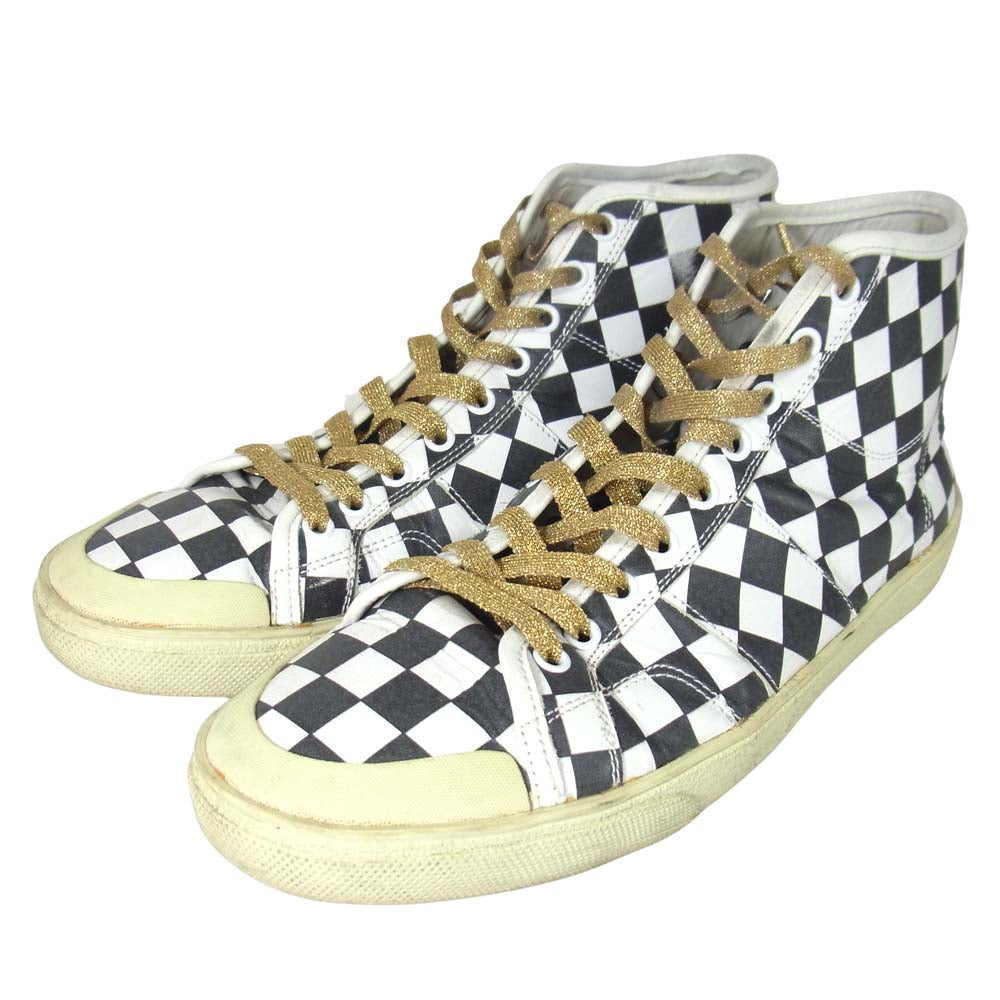 SAINT LAURENT サンローラン 16SS VU 418815 Court Classic Surf & Sound SL Checker チェッカー ハイカット スニーカー ブラック系 42【中古】