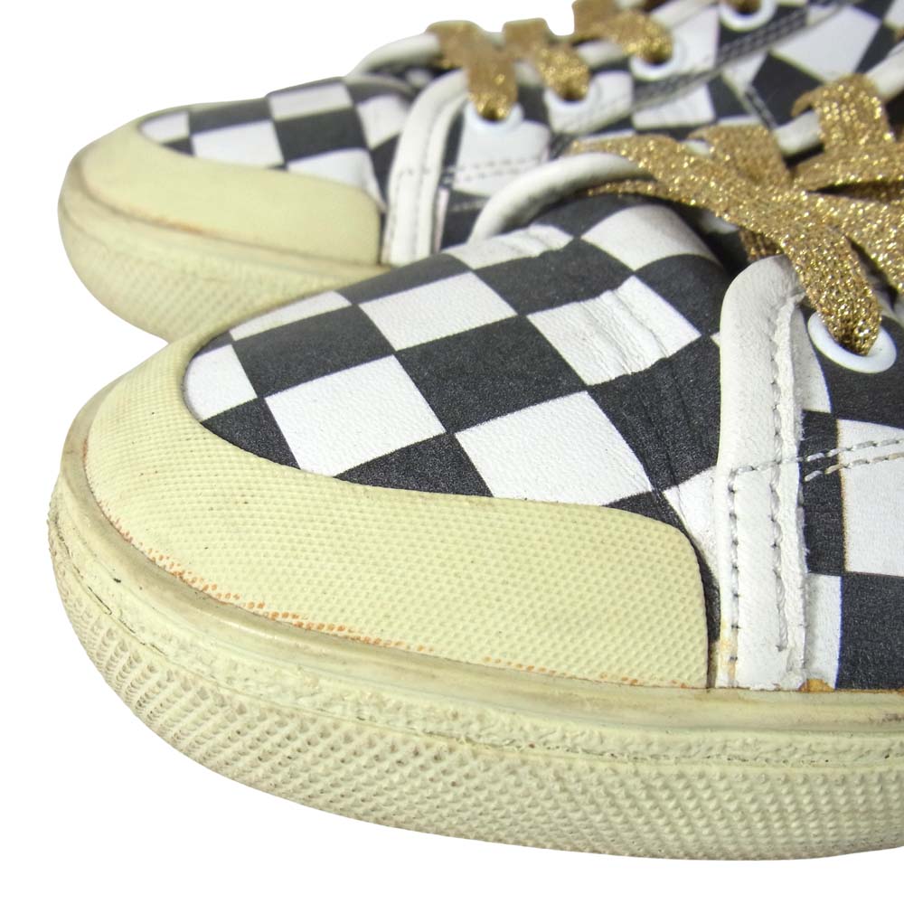 SAINT LAURENT サンローラン 16SS VU 418815 Court Classic Surf & Sound SL Checker チェッカー ハイカット スニーカー ブラック系 42【中古】