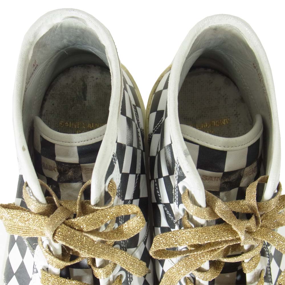 SAINT LAURENT サンローラン 16SS VU 418815 Court Classic Surf & Sound SL Checker チェッカー ハイカット スニーカー ブラック系 42【中古】