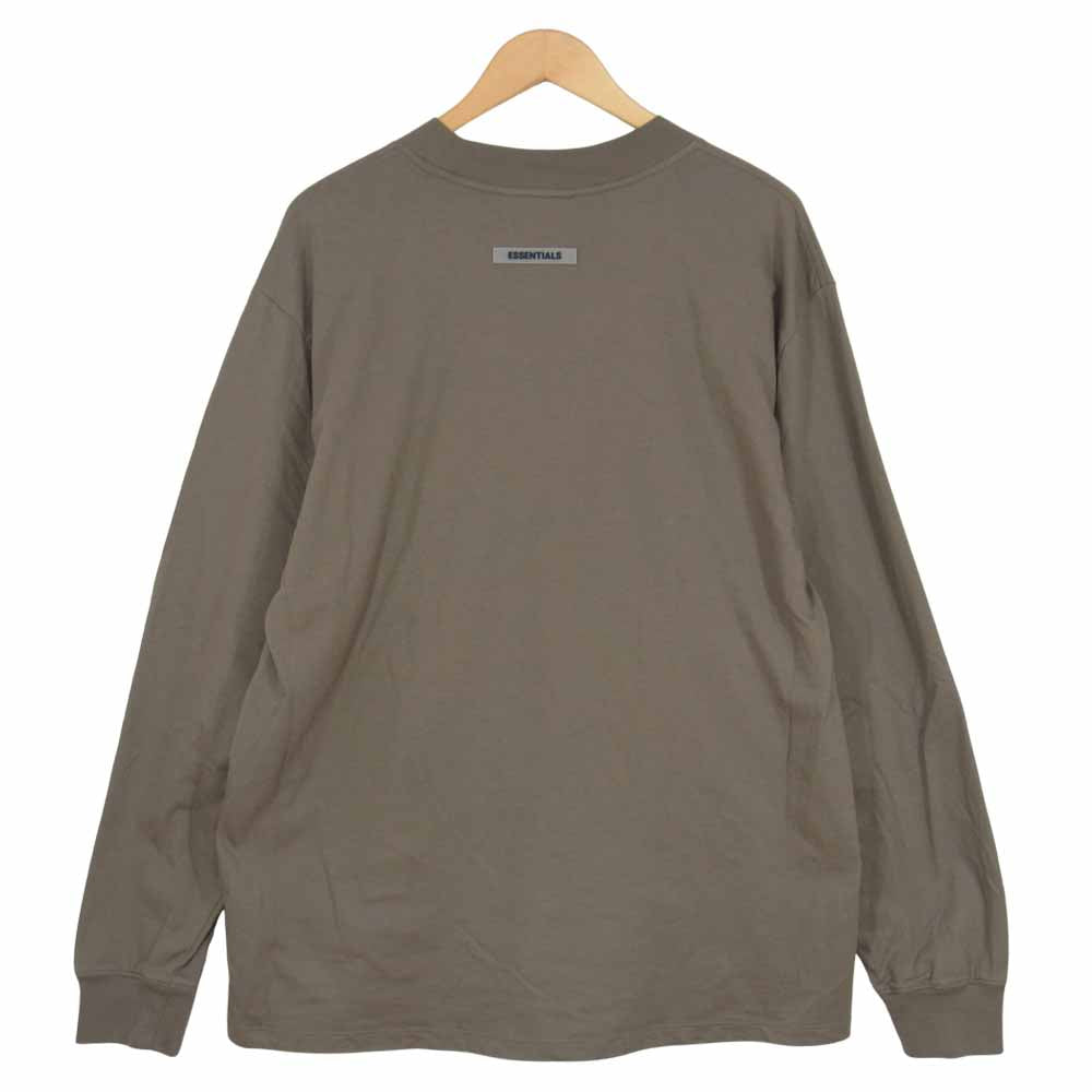 FEAR OF GOD フィアオブゴッド ESSENTIALS Boxy Long Sleeve T-Shirt Applique Logo エッセンシャル ボクシー ロングスリーブ アップリケ ロゴ Tシャツ カーキ系 L【美品】【中古】