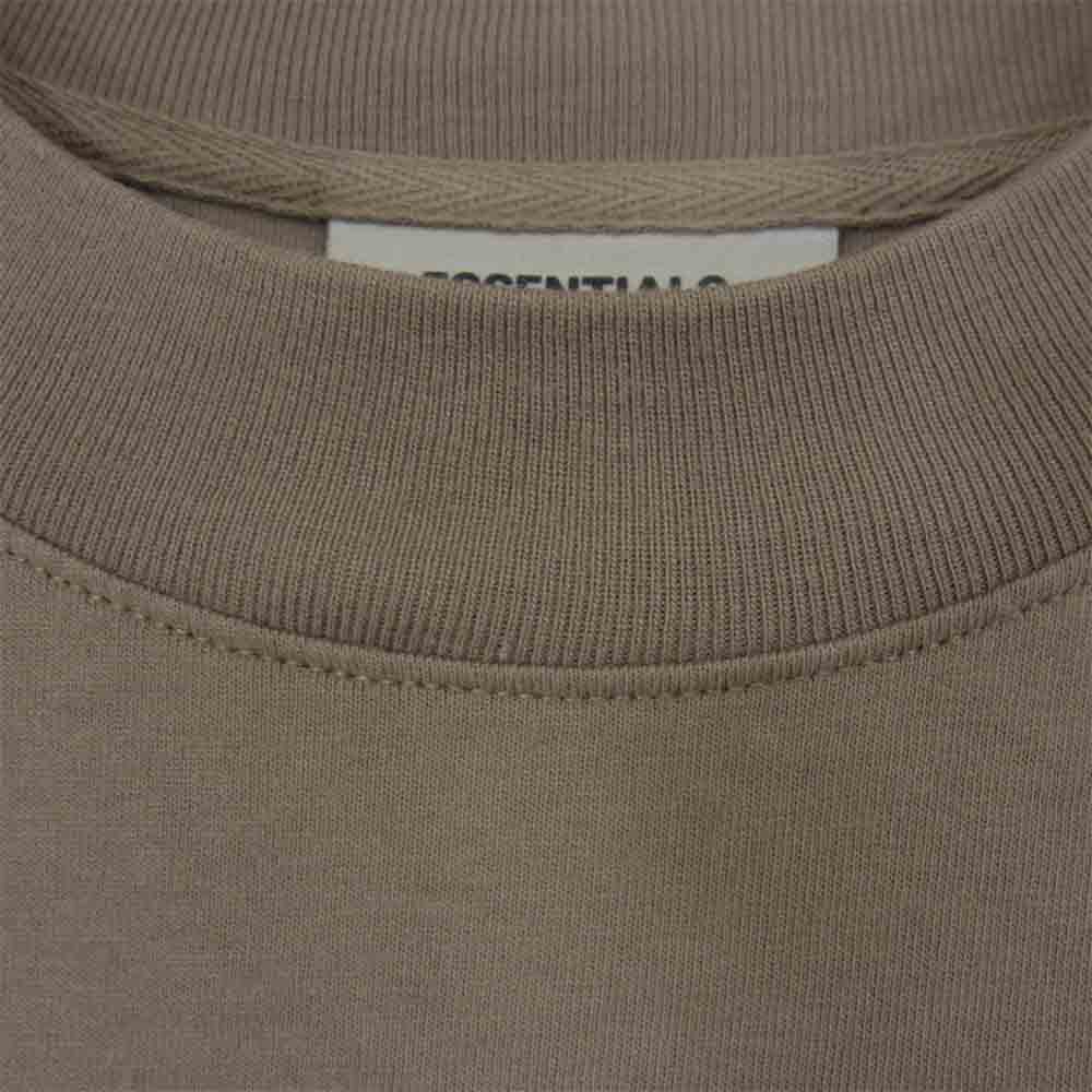 FEAR OF GOD フィアオブゴッド ESSENTIALS Boxy Long Sleeve T-Shirt Applique Logo エッセンシャル ボクシー ロングスリーブ アップリケ ロゴ Tシャツ カーキ系 L【美品】【中古】