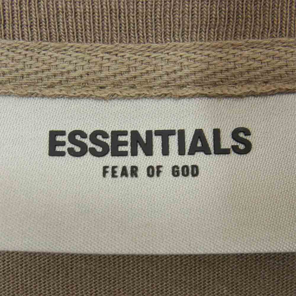 FEAR OF GOD フィアオブゴッド ESSENTIALS Boxy Long Sleeve T-Shirt Applique Logo エッセンシャル ボクシー ロングスリーブ アップリケ ロゴ Tシャツ カーキ系 L【美品】【中古】