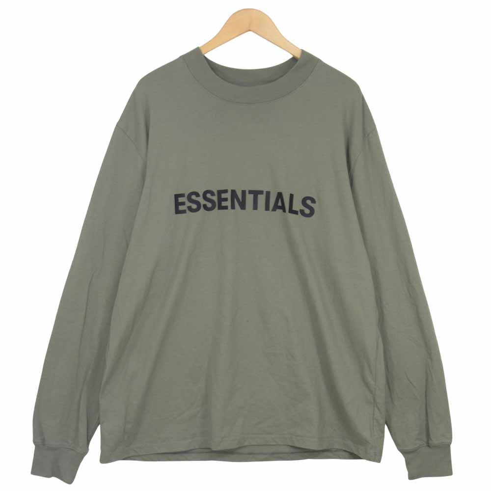 FEAR OF GOD フィアオブゴッド ESSENTIALS Boxy Long Sleeve T-Shirt Applique Logo エッセンシャル ボクシー ロングスリーブ アップリケ ロゴ Tシャツ グレー系 L【美品】【中古】