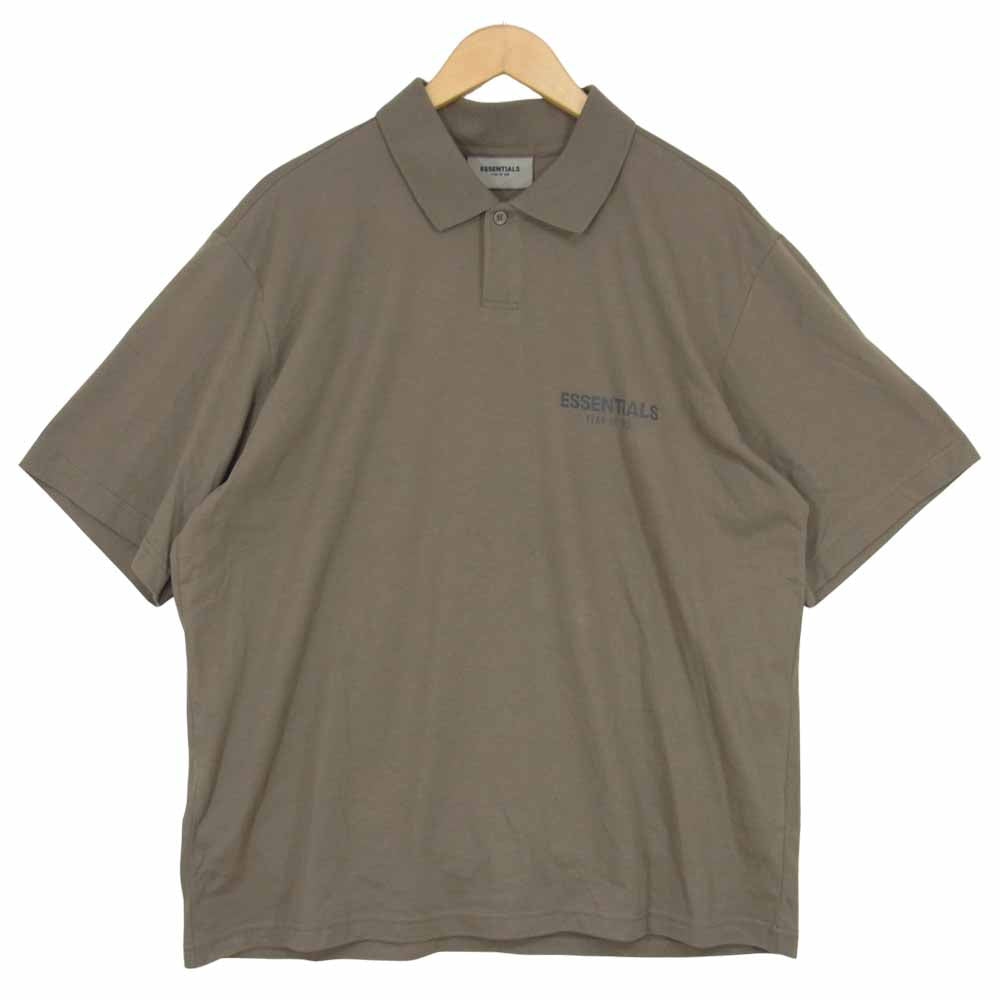 FEAR OF GOD フィアオブゴッド ESSENTIALS 20SS REFLECTIVE POLO SHIRT エッセンシャルズ リフレクティブ ポロシャツ カーキ系 M【美品】【中古】