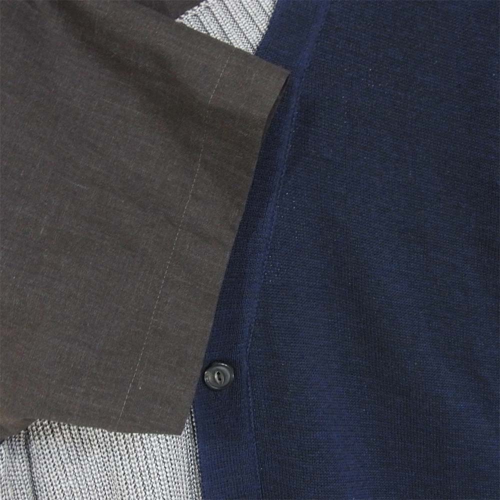 kolor カラー 21SS 21SCM-N0432 ドッキング ニット レーヨン コットン シャツ 灰紺系 3【極上美品】【中古】