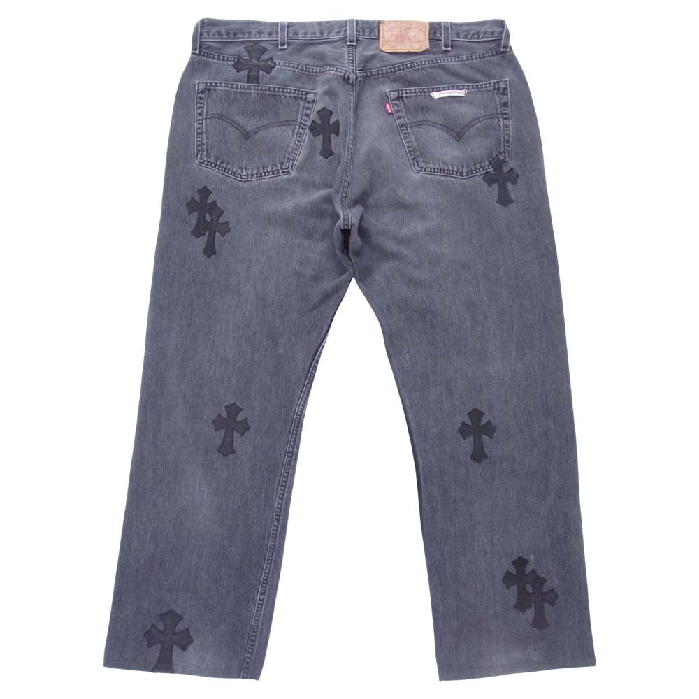 CHROME HEARTS クロムハーツ（原本無） LEVI'S リーバイス 501 レザークロスパッチ デニムパンツ ブラック系【美品】【中古】