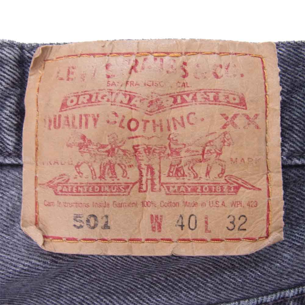 CHROME HEARTS クロムハーツ（原本無） LEVI'S リーバイス 501 レザークロスパッチ デニムパンツ ブラック系【美品】【中古】