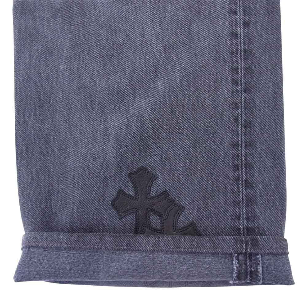 CHROME HEARTS クロムハーツ（原本無） LEVI'S リーバイス 501 レザークロスパッチ デニムパンツ ブラック系【美品】【中古】