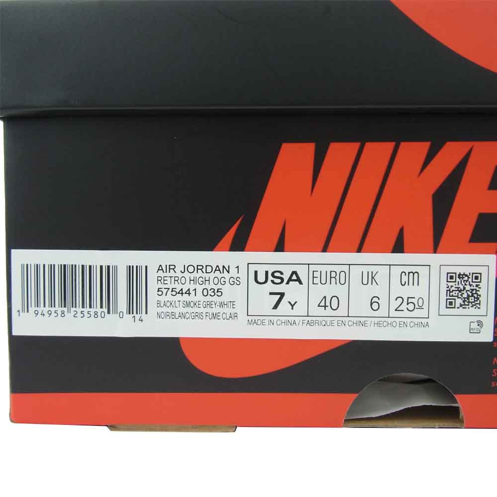 NIKE ナイキ 575441-035 GS AIR JORDAN 1 HIGH OG SHADOW 2.0 エアジョーダン シャドウ ブラック系 グレー系 25ｃｍ【新古品】【未使用】【中古】