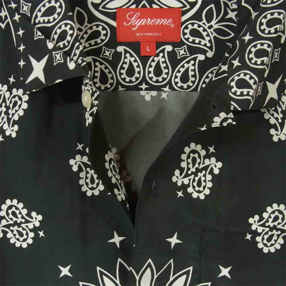 Supreme シュプリーム 21SS Bandana Silk S/S Shirt バンダナ シルク 半袖 シャツ ブラック系 L【新古品】【未使用】【中古】