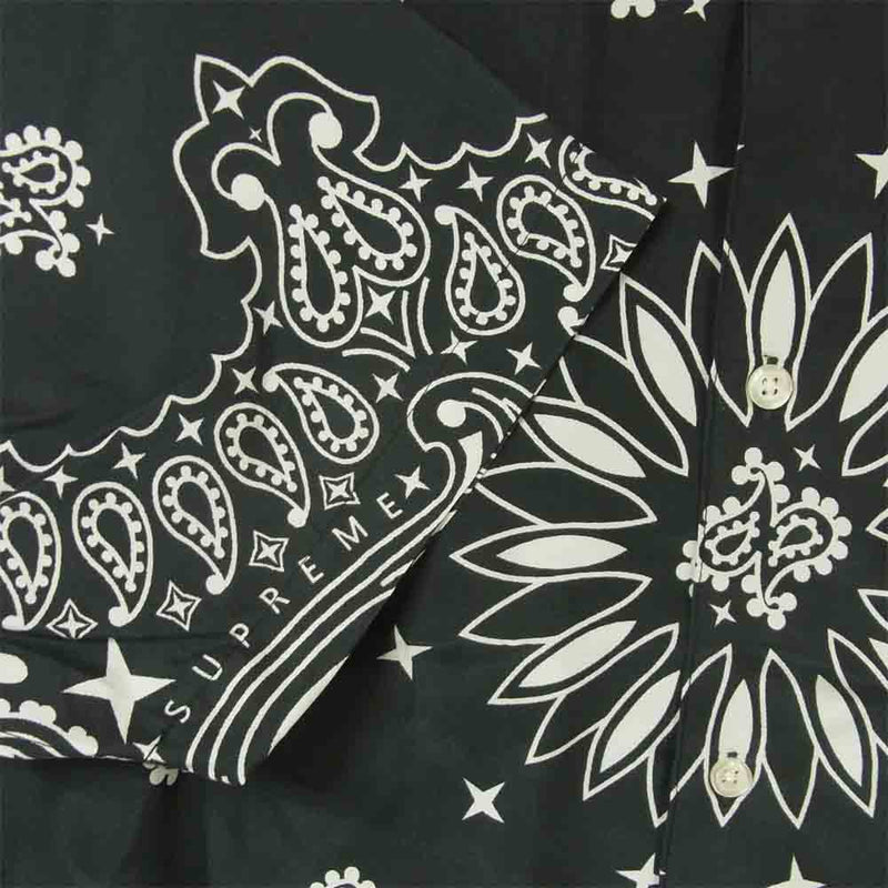 新品 Supreme Bandana Silk S/S Shirt 黒 Sサイズ