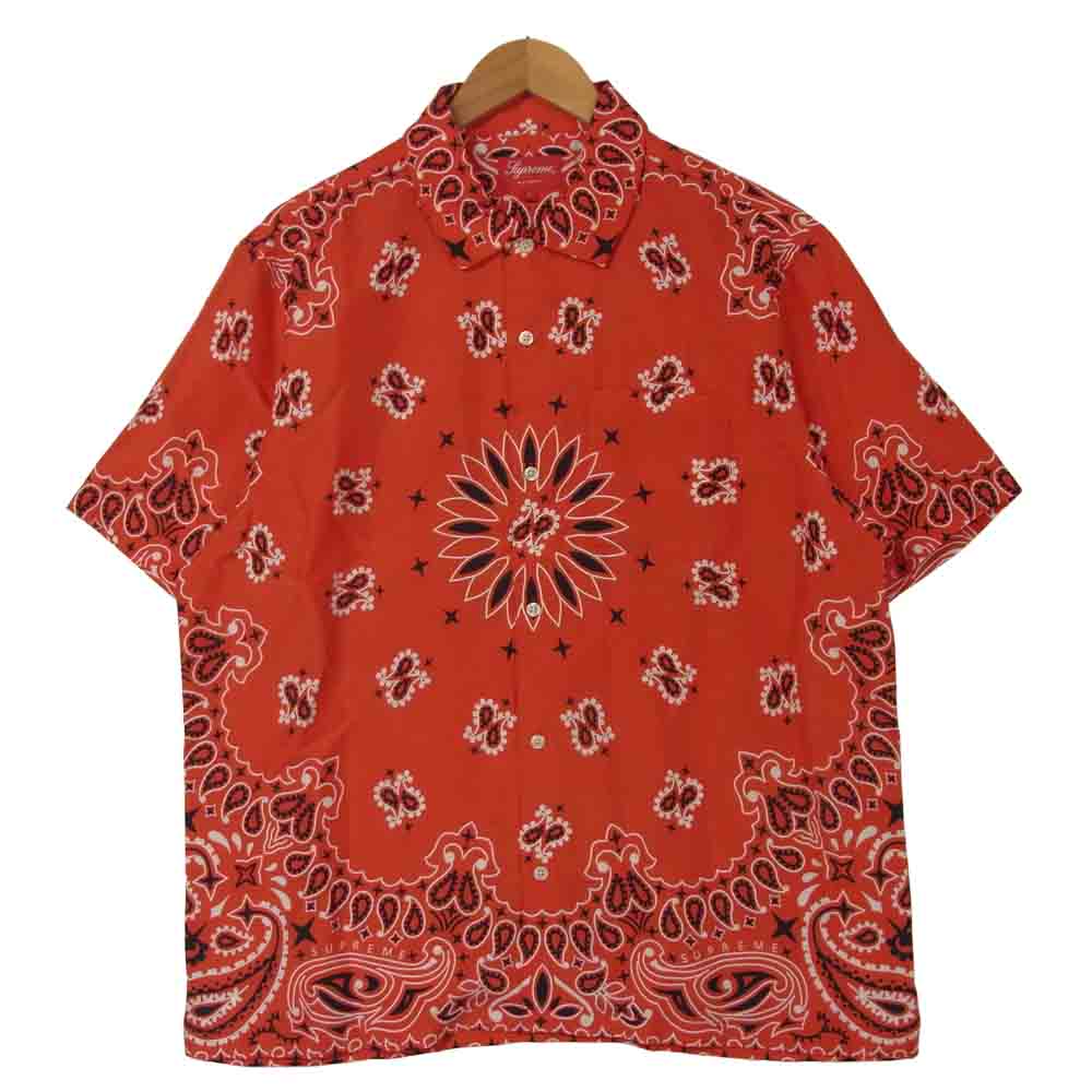 Supreme シュプリーム 21SS Bandana Silk S/S Shirt バンダナ シルク 半袖 シャツ レッド系 L【新古品】【未使用】【中古】