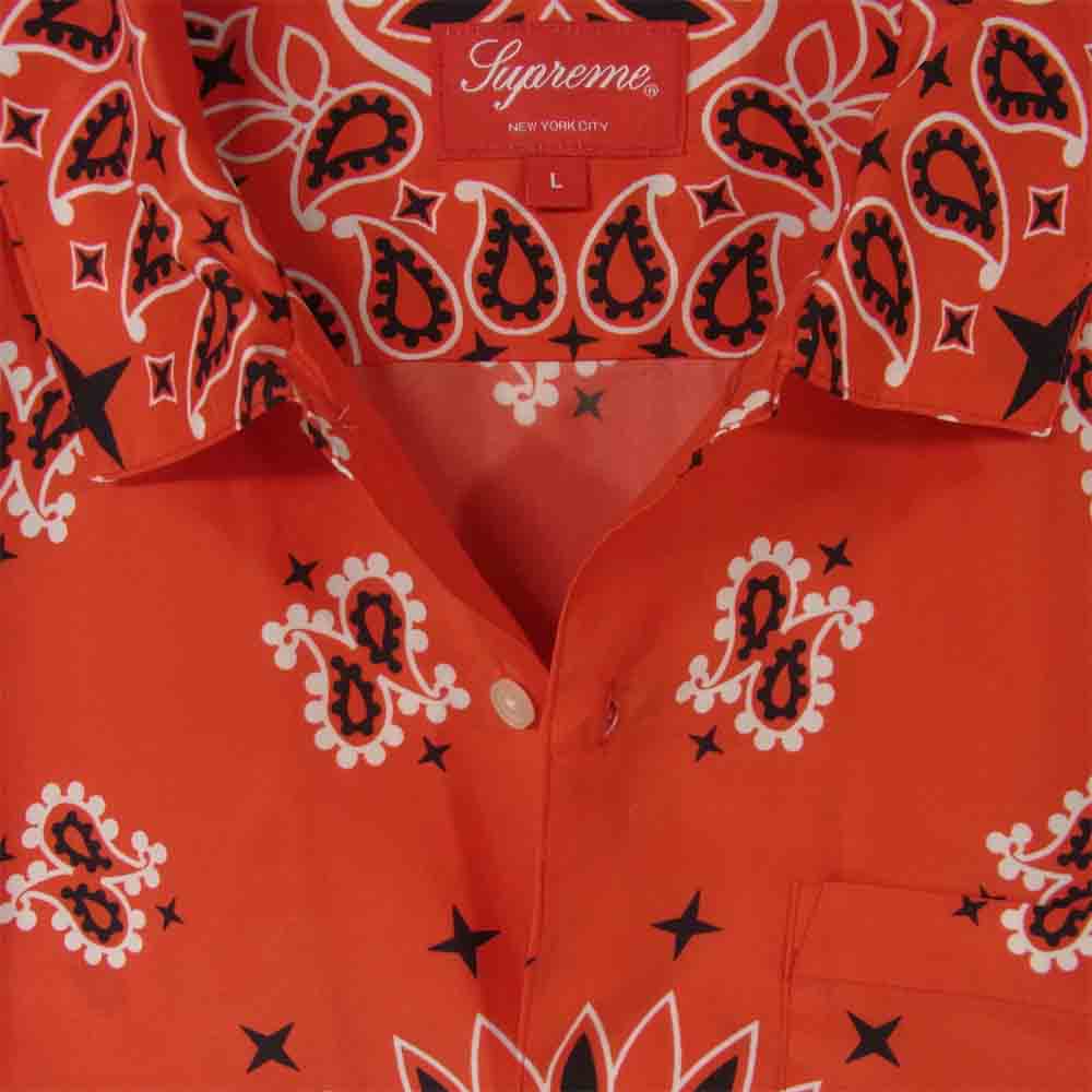 Supreme シュプリーム 21SS Bandana Silk S/S Shirt バンダナ シルク 半袖 シャツ レッド系 L【新古品】【未使用】【中古】