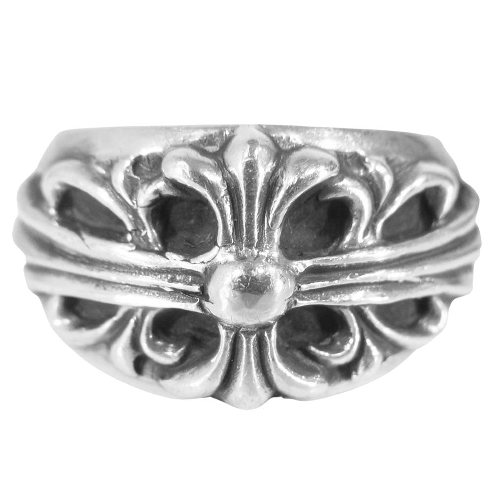 CHROME HEARTS クロムハーツ（原本無） FRORAL CRS RING フローラル クロス リング シルバー系 16～17号程度【中古】