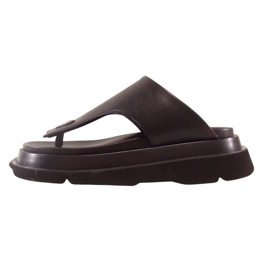 JULIUS ユリウス 19SS 657FWM4 COATED CLOTH OVERLAYING THONG SANDALS レザー サンダル ブラック系 7【中古】