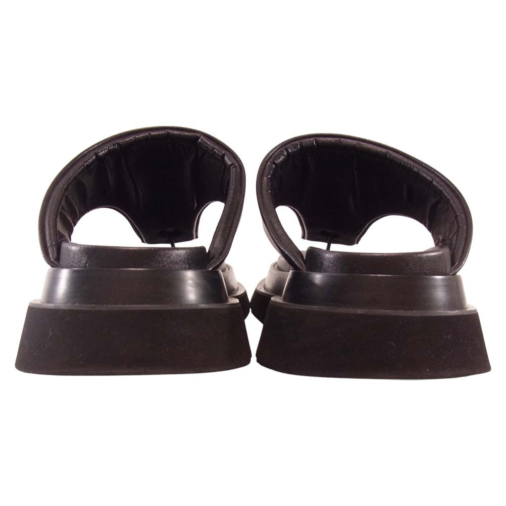 JULIUS ユリウス 19SS 657FWM4 COATED CLOTH OVERLAYING THONG SANDALS レザー サンダル ブラック系 7【中古】