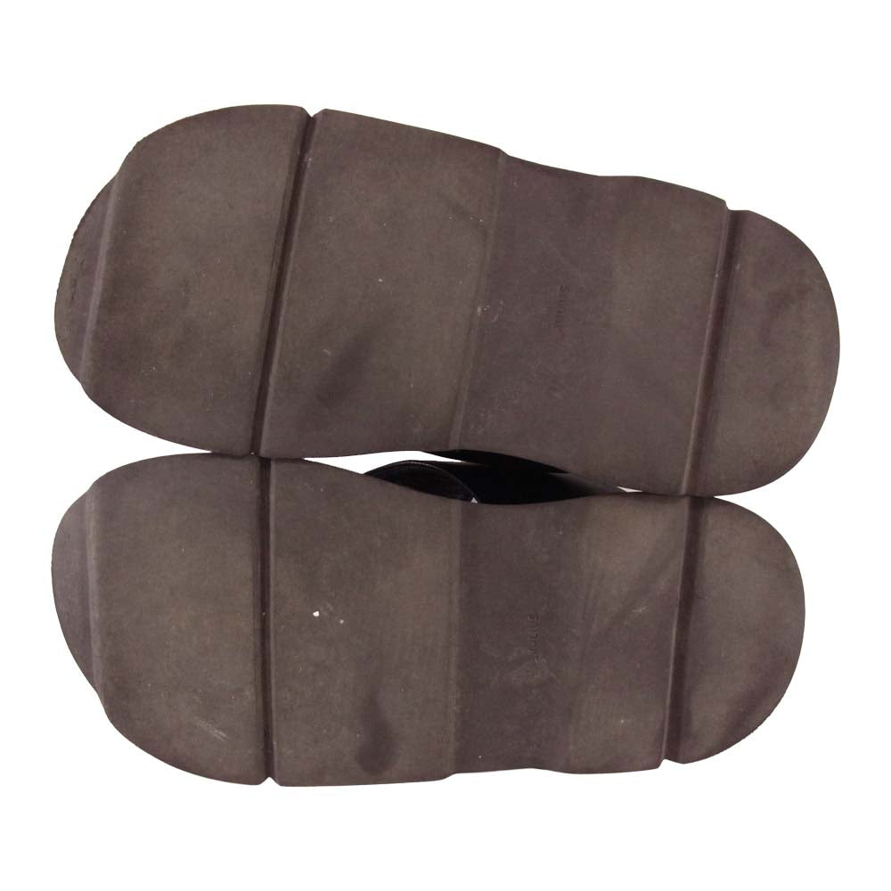 JULIUS ユリウス 19SS 657FWM4 COATED CLOTH OVERLAYING THONG SANDALS レザー サンダル ブラック系 7【中古】