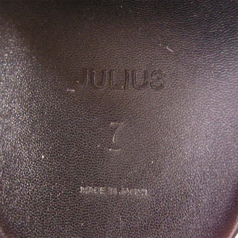 JULIUS ユリウス 19SS 657FWM4 COATED CLOTH OVERLAYING THONG SANDALS レザー サンダル ブラック系 7【中古】