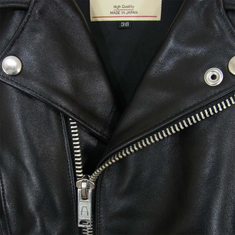 トリプルシックス U.K. サイドベルト ライダース レザー ジャケット ブラック系 36【中古】
