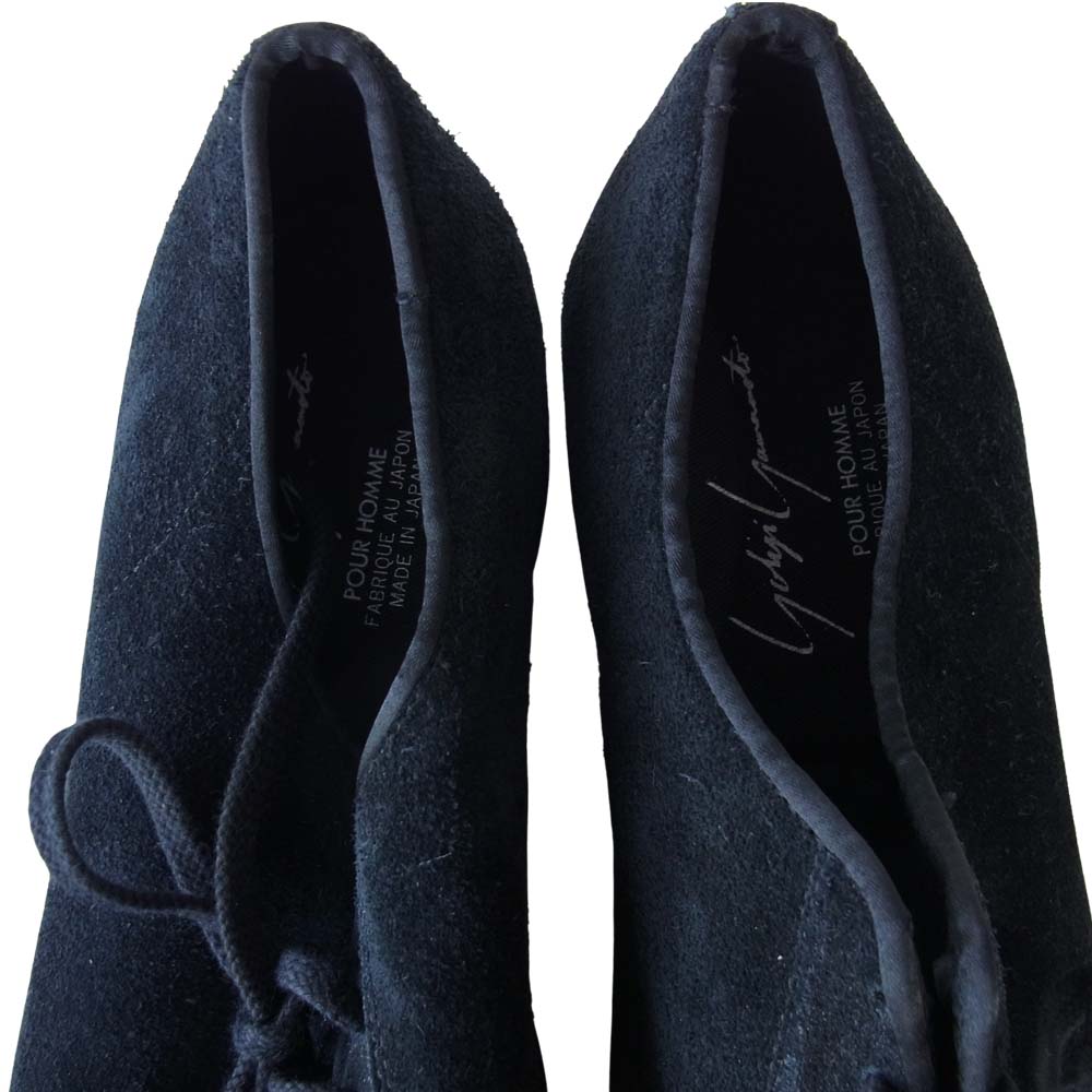 Yohji Yamamoto ヨウジヤマモト POUR HOMME プールオム 80s 丸ロゴ 初期 スエード レザー シューズ ブラック系 L【美品】【中古】