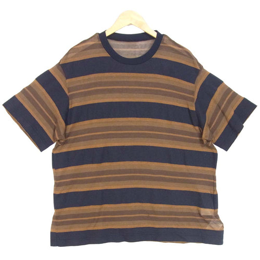 BRU NA BOINNE ブルーナボイン プーベース ボーダー Tシャツ コットン ブラウン系 L【美品】【中古】