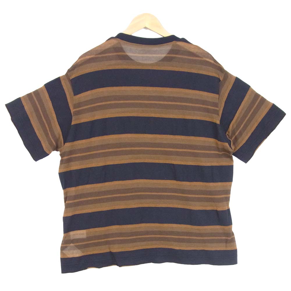 BRU NA BOINNE ブルーナボイン プーベース ボーダー Tシャツ コットン ブラウン系 L【美品】【中古】