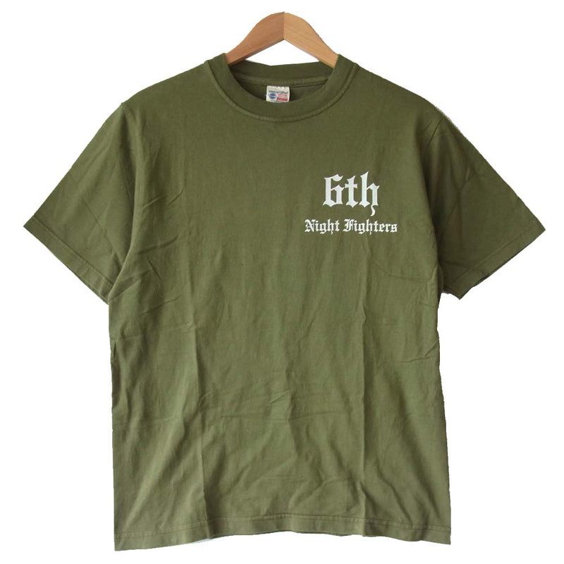 Buzz Rickson's バズリクソンズ 6th Night Fighters プリント Tシャツ カーキ系 S【中古】