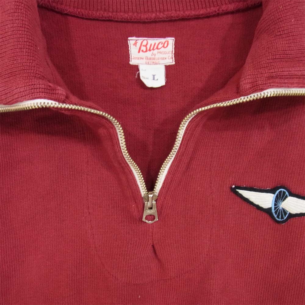 The REAL McCOY'S ザリアルマッコイズ 旧マッコイ BUCO ブコ ハーフジップ ヘビー ニット エンジ系 L【中古】