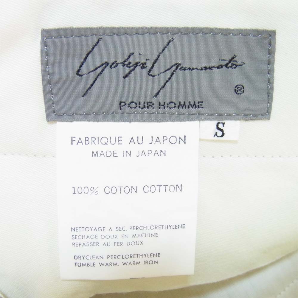 Yohji Yamamoto ヨウジヤマモト POUR HOMME プールオム 80s 丸ロゴ 初期タグ コットン 1タック パンツ グレージュ系 S【中古】