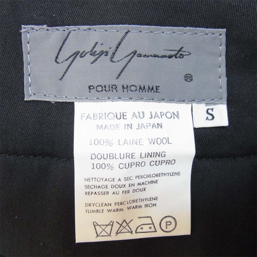 Yohji Yamamoto ヨウジヤマモト POUR HOMME プールオム 80s 丸ロゴ 初期タグ ウールトロ 3タック パンツ ブラック系 S【中古】