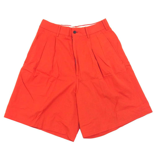 Yohji Yamamoto ヨウジヤマモト POUR HOMME プールオム コットン 2タック ワイド ショーツ ハーフ パンツ レッド系 S【中古】