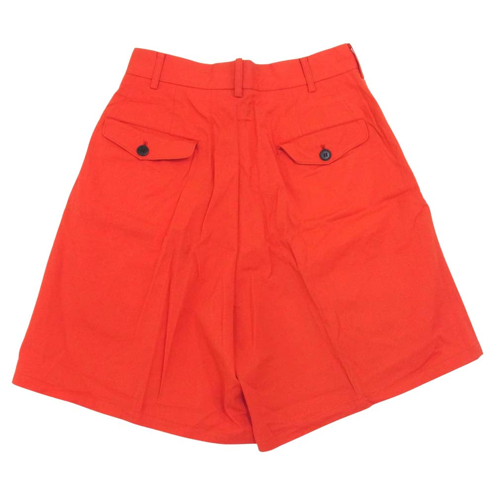 Yohji Yamamoto ヨウジヤマモト POUR HOMME プールオム コットン 2タック ワイド ショーツ ハーフ パンツ レッド系 S【中古】