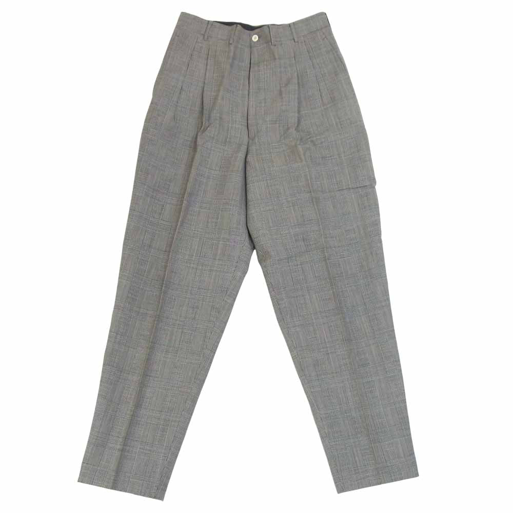 Yohji Yamamoto ヨウジヤマモト COSATUME'D HOMME コスチュームドオム リネン グレンチェック 2タック パンツ グレー系 S【中古】