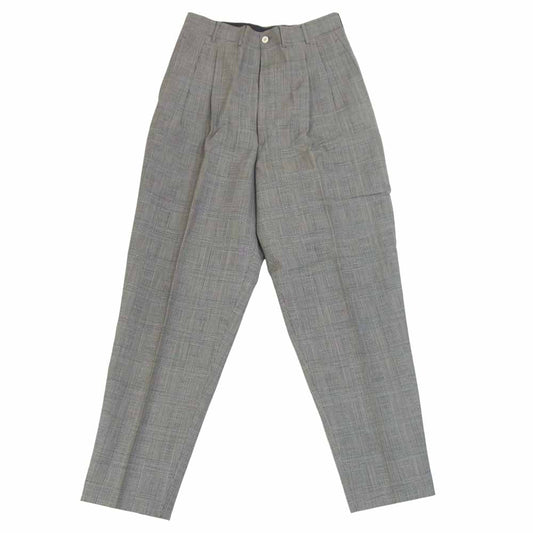 Yohji Yamamoto ヨウジヤマモト COSATUME'D HOMME コスチュームドオム リネン グレンチェック 2タック パンツ グレー系 S【中古】