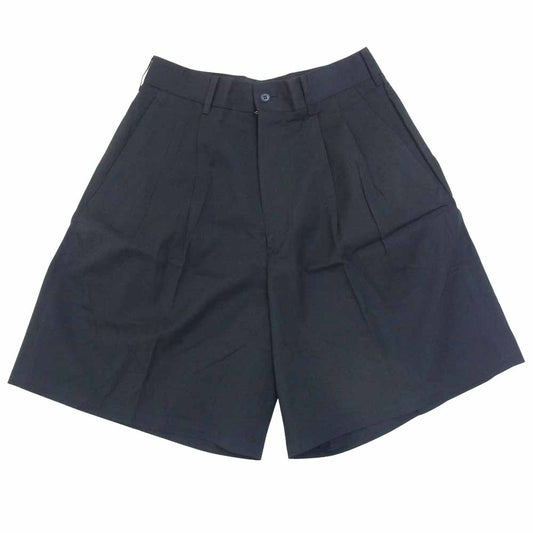 Yohji Yamamoto ヨウジヤマモト POUR HOMME プールオム コットン 2タック ワイド ショーツ ハーフ パンツ ブラック系 S【中古】