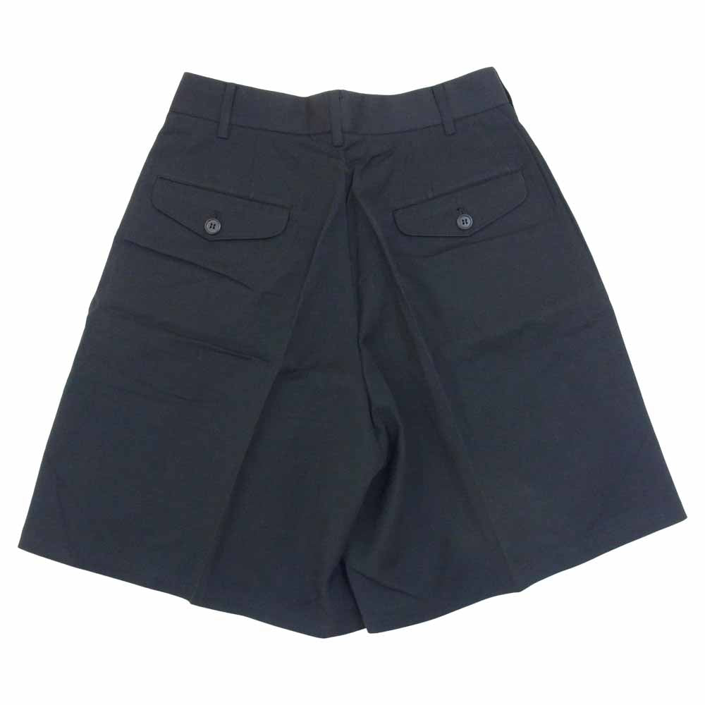 Yohji Yamamoto ヨウジヤマモト POUR HOMME プールオム コットン 2タック ワイド ショーツ ハーフ パンツ ブラック系 S【中古】
