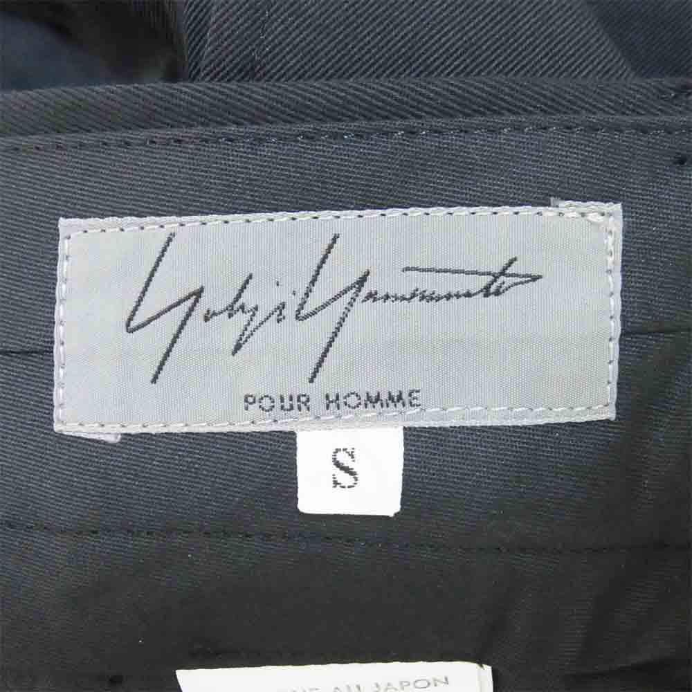 Yohji Yamamoto ヨウジヤマモト POUR HOMME プールオム コットン 2タック ワイド ショーツ ハーフ パンツ ブラック系 S【中古】