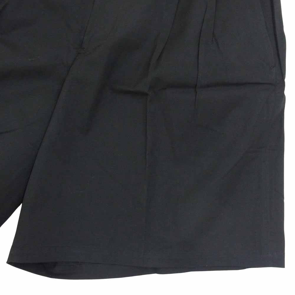 Yohji Yamamoto ヨウジヤマモト POUR HOMME プールオム コットン 2タック ワイド ショーツ ハーフ パンツ ブラック系 S【中古】