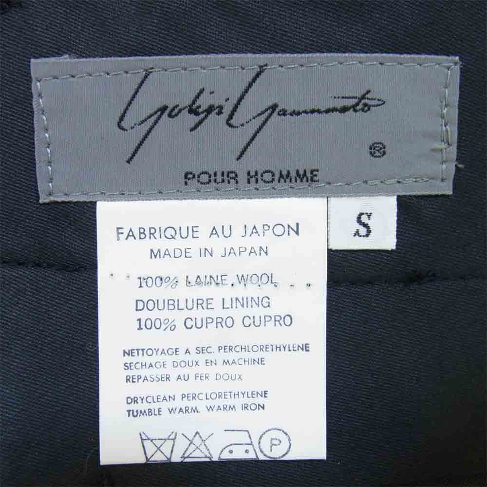 Yohji Yamamoto ヨウジヤマモト POUR HOMME プールオム 80s 丸ロゴ 初期タグ ウールギャバジン 2タック パンツ ブラック系 S【中古】