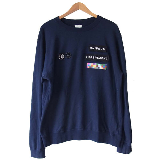 uniform experiment ユニフォームエクスペリメント 19SS UE-190001 WAPPEN CREW NECK SWEAT ワッペン クルーネック スウェット ネイビー系 4【中古】