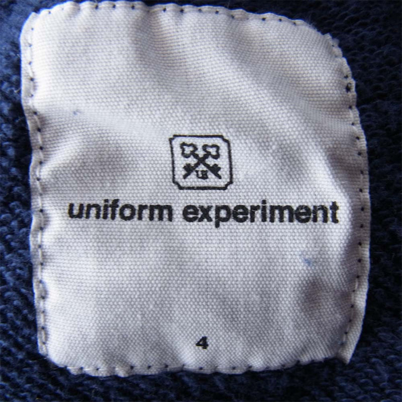 uniform experiment ユニフォームエクスペリメント 19SS UE-190001 WAPPEN CREW NECK SWEAT ワッペン クルーネック スウェット ネイビー系 4【中古】